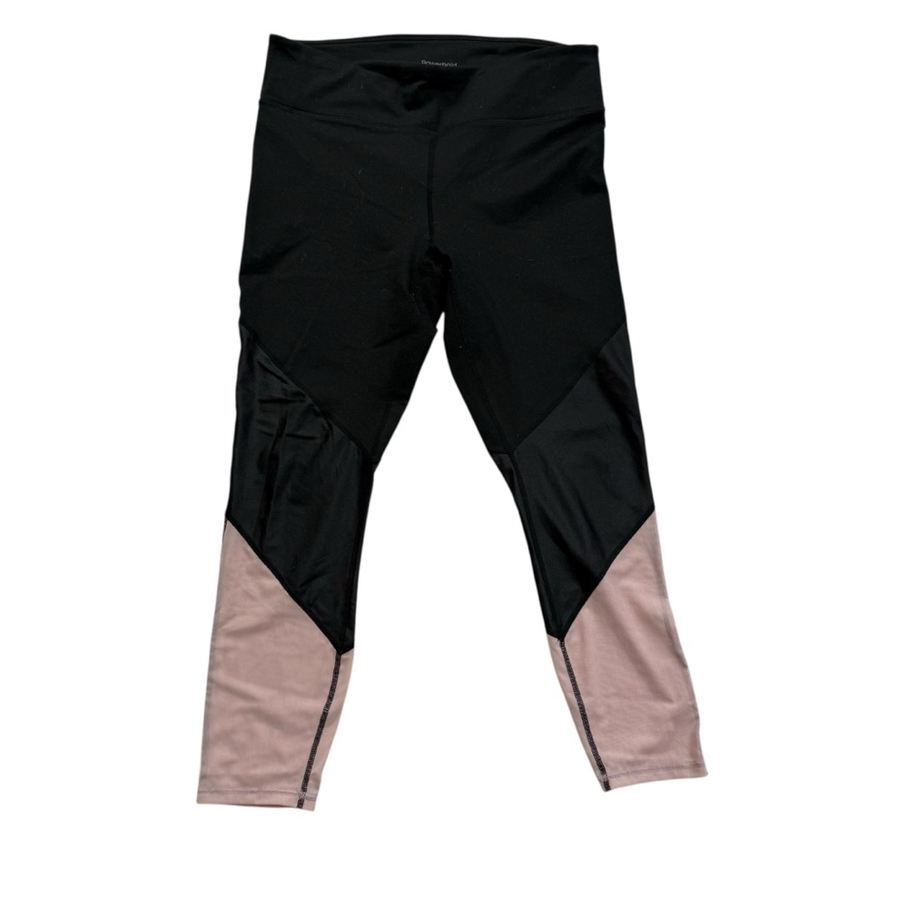 Fabletics PowerHold Leggings – Black with Light Pink Mesh Panels, Women’s Medium